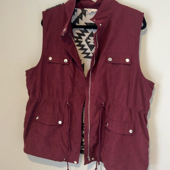 Entro Plus Size Utility Womens Vest Aztec Ikat Tribal Print Knit Back Pocket 1XL - Picture 16 of 16